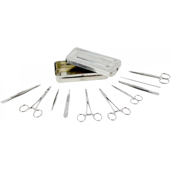 Boite de petite chirurgie complète en inox avec instruments Holtex