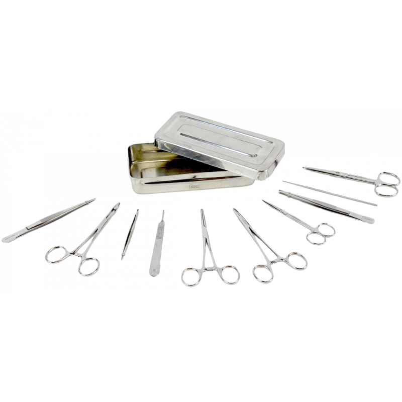 Boite de petite chirurgie complète en inox avec instruments Holtex