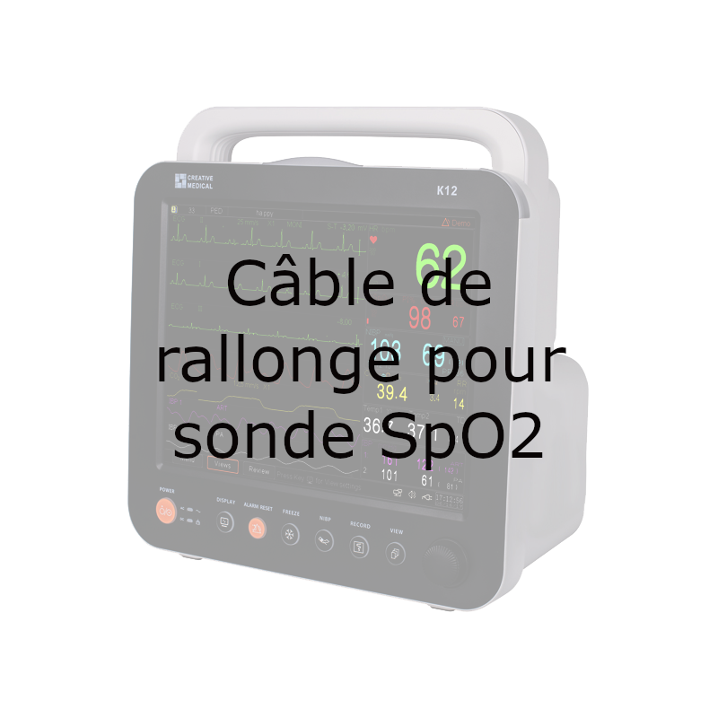 Câble de rallonge pour capteur Sp02 réutilisable pour moniteur K12; K15 et Oxy 110