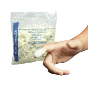 Doigtiers 1 doigts latex roulés poudrés non stériles (sachet de 100)