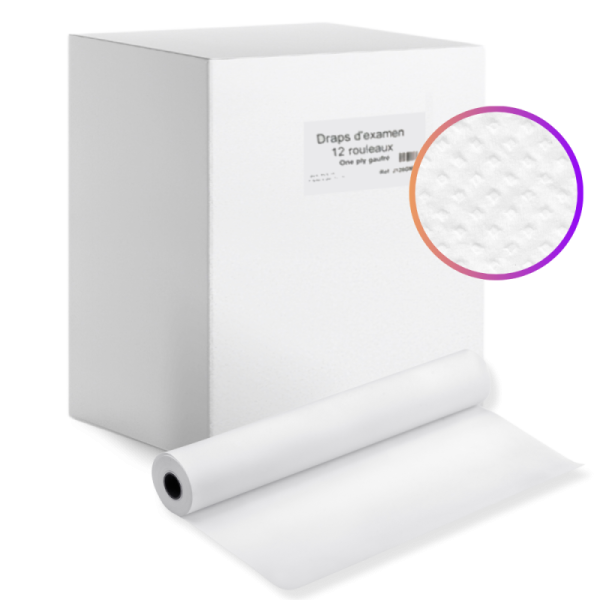 Draps d’examen ouate gaufrée One Ply (12 rouleaux)