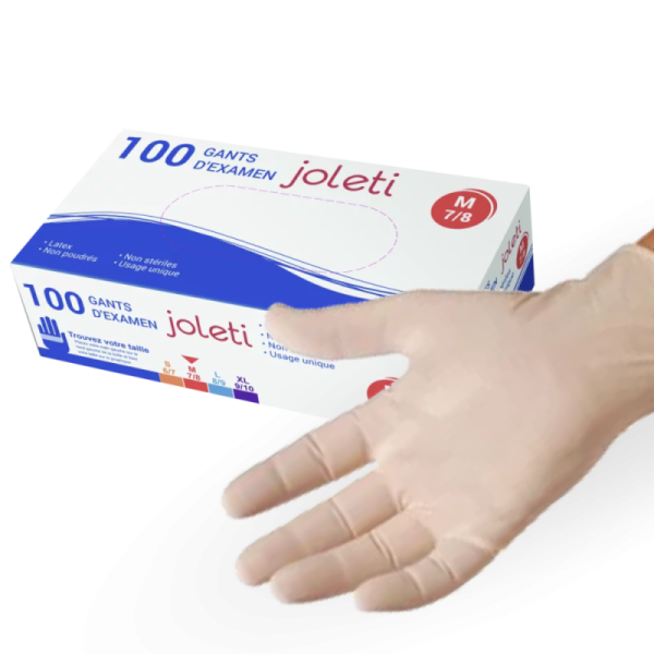 Gants d’examen latex non stériles non poudrés (boîte de 100)