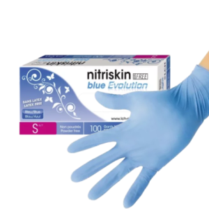 Gants d’examen nitrile Nitriskin Blue Evolution non poudrés non stériles (boite de 100)