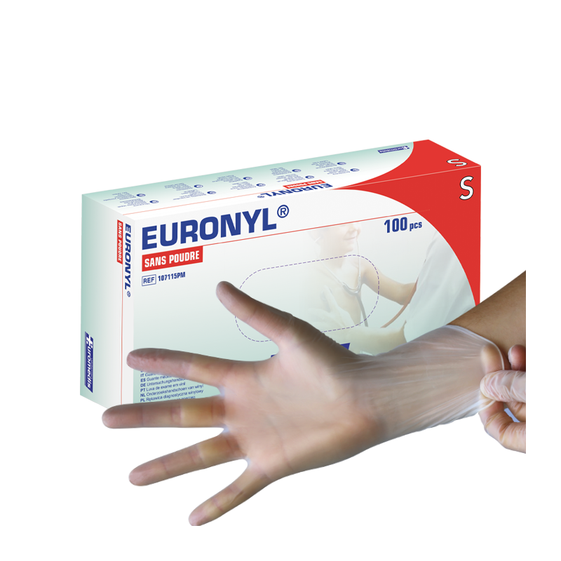Gants vinyle non poudrés non stériles Euronyl (boîte de 100)