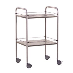 Guéridon médical avec galeries amovibles (2 plateaux) – inox