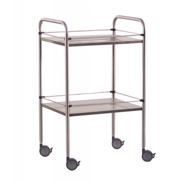 Guéridon médical avec galeries amovibles (2 plateaux) – inox