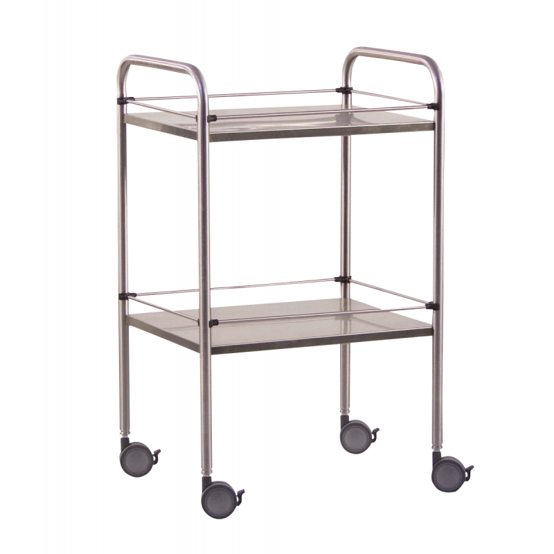 Guéridon médical avec galeries amovibles (2 plateaux) – inox