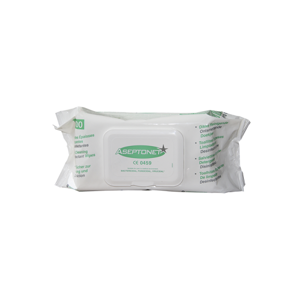 Lingettes désinfectantes épaisses avec alcool Aseptonet (sachet de 100)