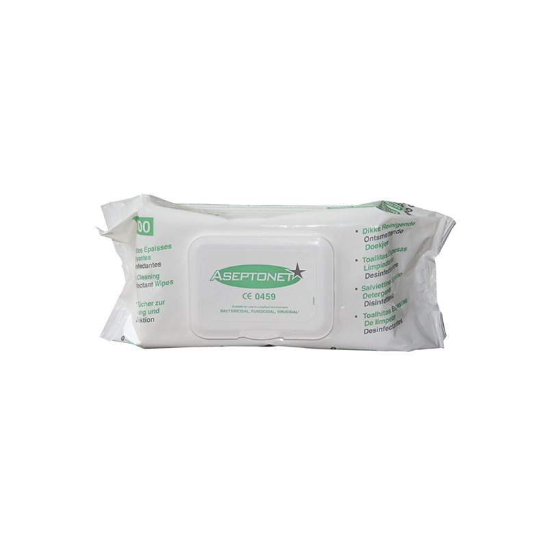 Lingettes désinfectantes épaisses avec alcool Aseptonet (sachet de 100)