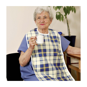 Serviette bavoir de protection pour adulte (vinyl/coton)