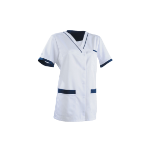 Tunique médicale femme en lyocell Lafont Alexandra (blanc et bleu marine)