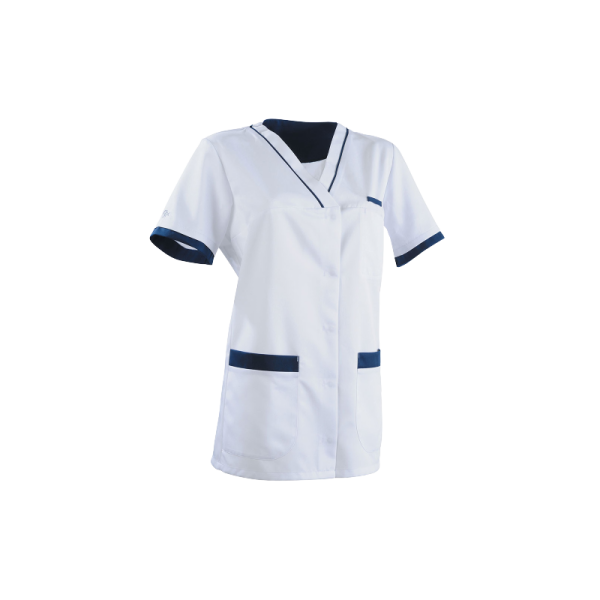 Tunique médicale femme en lyocell Lafont Alexandra (blanc et bleu marine)